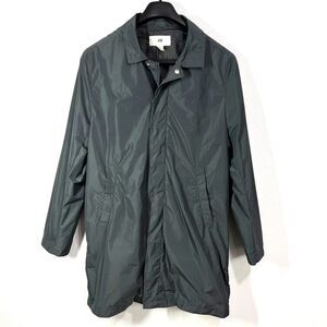H&M David Beckham Grey Nylon Long Coat Snap Closure Mens Large Dark Gray  Casual